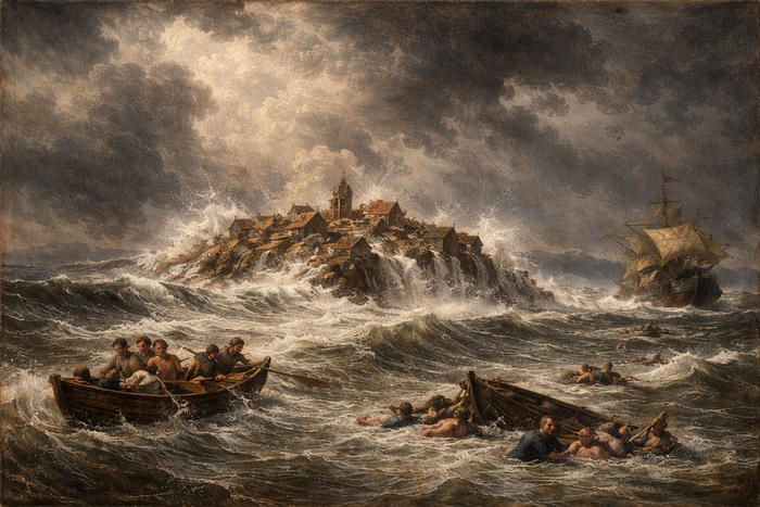 Natten hvor klokkerne sank Der findes steder, som ikke helt vil forsvinde. De ligger ikke længere på landkortet. Man kan ikke gå dertil ad veje, ikke banke på døren, ikke spørge efter folk ved navn. Alligevel bliver de ved med at leve. I gamle fortællinger. I sagn. I kirkeklokker, som efter sigende stadig ringer under vandet, når natten er stille nok, og vinden holder vejret et øjeblik.